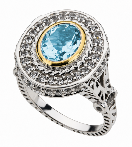 Azure Halo Radiance Ring-Pangea Mines Sky Blue Topaz Halo Ring – Sterling Silver Size 9