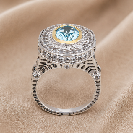 Azure Halo Radiance Ring-Pangea Mines Sky Blue Topaz Halo Ring – Sterling Silver Size 9