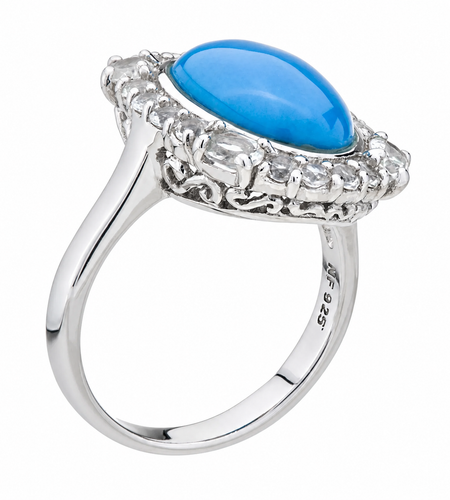 Cerulean Halo Legacy Ring - Ceruleite Halo Ring with White Topaz – Size 5