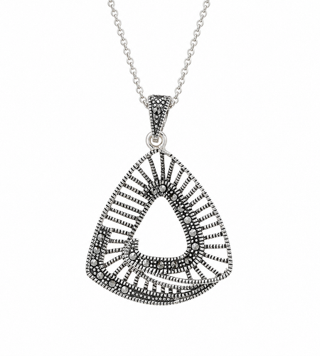 Simply Savvy “Radiant Eclipse” Marcasite-Style Sterling Silver Pendant Necklace