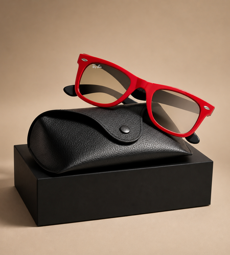 Ray-Ban RB2140 Wayfarer Sunglasses – Black & Red Frame | Made in Italy