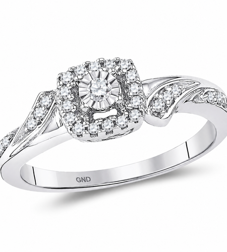 Diamond Halo Engagement Ring – 0.16 CTW Natural Diamonds in 10K White Gold | Simply Savvy LUXE