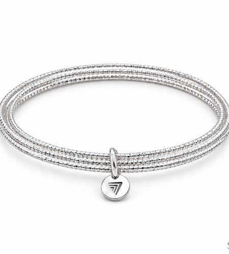 Pre-Owned Silpada Sterling Silver Lasting Impression Bangle Bracelet - Retired Design