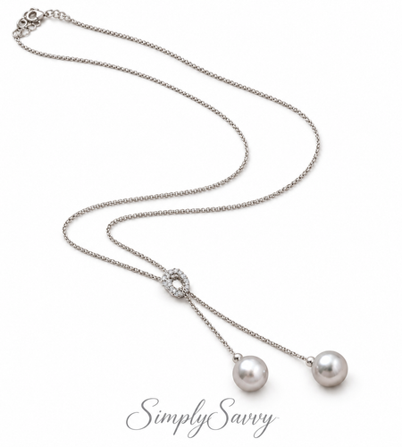 925 Sterling Silver Tahitian Pearl Drop Necklace – 8x9mm