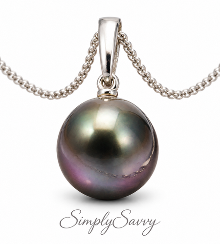 11.5mm Peacock Tahitian Pearl Pendant Necklace – 14K White Gold | French Polynesia