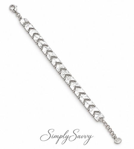 Pre-Owned Silpada Sterling Silver Hammered Chevron Link Bracelet – Retired Design