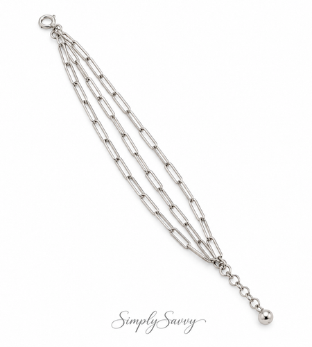 Pre-Owned Silpada Sterling Silver Triple Strand Paperclip Link Bracelet – Retired Design