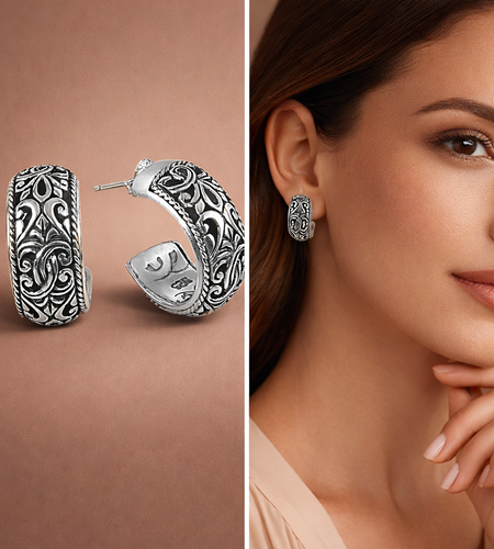 Simply Savvy Bali Artisan Sterling Silver Hoop Earrings – Handcrafted Elegance