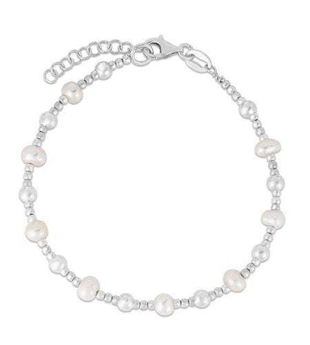 Sterling Silver Pearl and Bead Bracelet