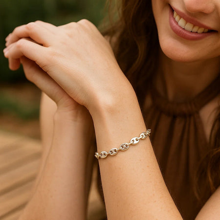 Sterling Silver Puffed Mariner Bracelet