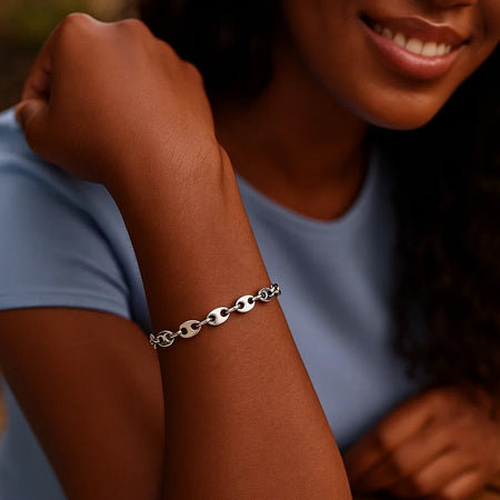 Sterling Silver Puffed Mariner Bracelet