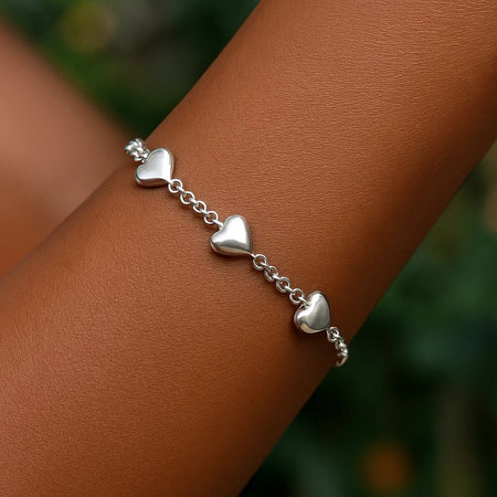 Sterling Silver Triple Heart Bracelet