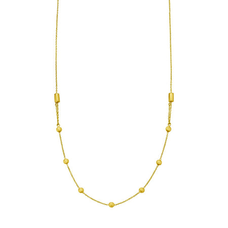 14K Yellow Gold Adjustable Bead Station Necklace