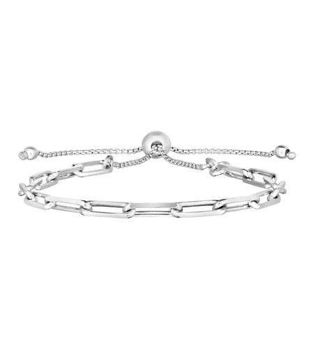 Sterling Silver Adjustable Paperclip Link Bracelet
