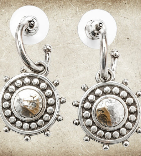 Pre-Owned Brighton Reversible Crystal Medallion Dangle Earrings
