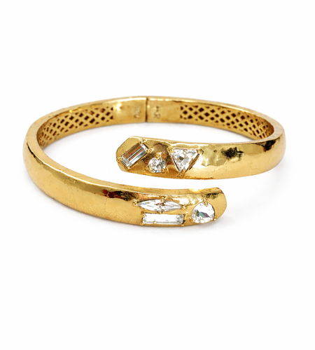 Pre-owned Silpada Cobra Hinge Cuff Bracelet – Gold Tone with Swarovski Crystal Accents