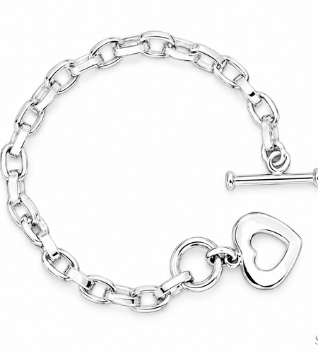 Pre-Owned Silpada Sterling Silver Link/Heart Charm - Retired Design