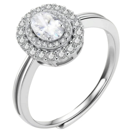 Simply Savvy Double Halo Promise Moissanite Ring
