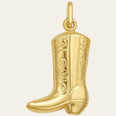14K Yellow Gold Cowboy Boot Charm Pendant
