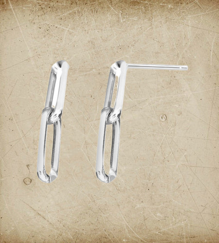 Sterling Silver Paperclip Link Dangle Earrings