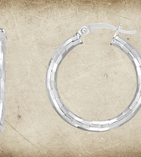 Sterling Silver Hammered Hoop Earrings
