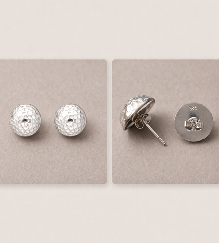 925 Sterling Silver “Soft Hammered Dome Stud” Earrings – Minimalist Textured Studs