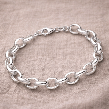 925 Sterling Silver Open Link Chain Bracelet – "Modern Loop Link"