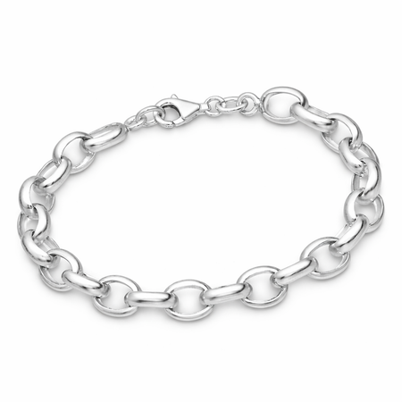 925 Sterling Silver Open Link Chain Bracelet – "Modern Loop Link"