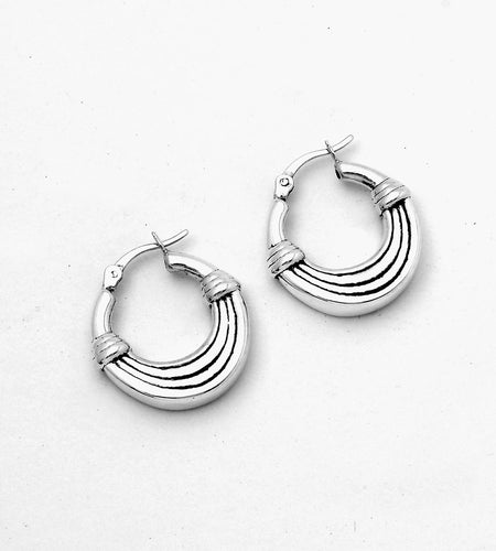 925 Sterling Silver Textured Ribbed Hoop Earrings 6/7 Inch Classic Small Hoops