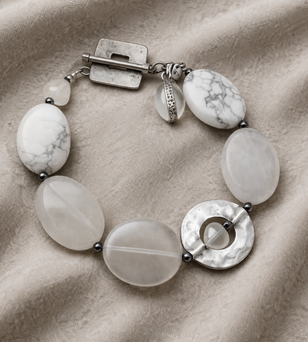 Pre-Owned Silpada White Howlite Sterling Silver Bracelet - Retired Design