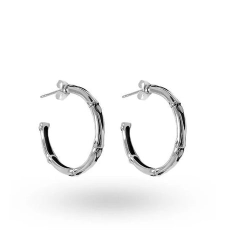Bali Artisan Sterling Silver Bamboo Hoop Earrings – Handcrafted 925 Silver Luxury Hoop Earrings