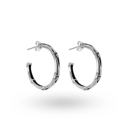 Simply Savvy Bali Artisan Sterling Silver Bamboo Hoop Earrings – Handcrafted 925 Silver Luxury Hoop Earrings