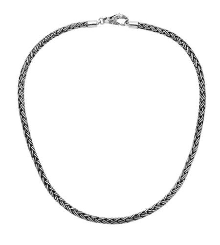 Simply Savvy Bali Handcrafted 925 Sterling Silver Wheat Chain Necklace – Oxidized Artisan Lobster Clasp