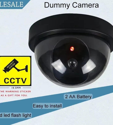 Creative Black Plastic Dome CCTV Dummy Camera Flashing Led Fake Camera Power via AA Battery Surveillance Security System