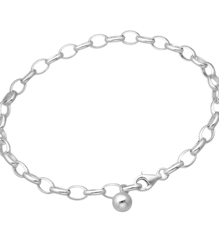 925 Sterling Silver Charm Link Bracelet 7.5” Adjustable
