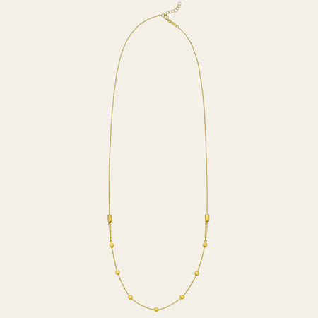 14K Yellow Gold Adjustable Bead Station Necklace