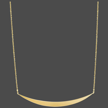 14K Yellow Gold Curved Bar Necklace