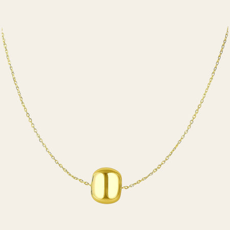14K Yellow Gold Polished Barrel Bead Necklace