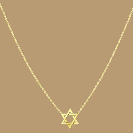 14K Yellow Gold Star of David Necklace – 18 Inch