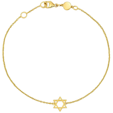 14k Yellow Gold Star of David Bracelet
