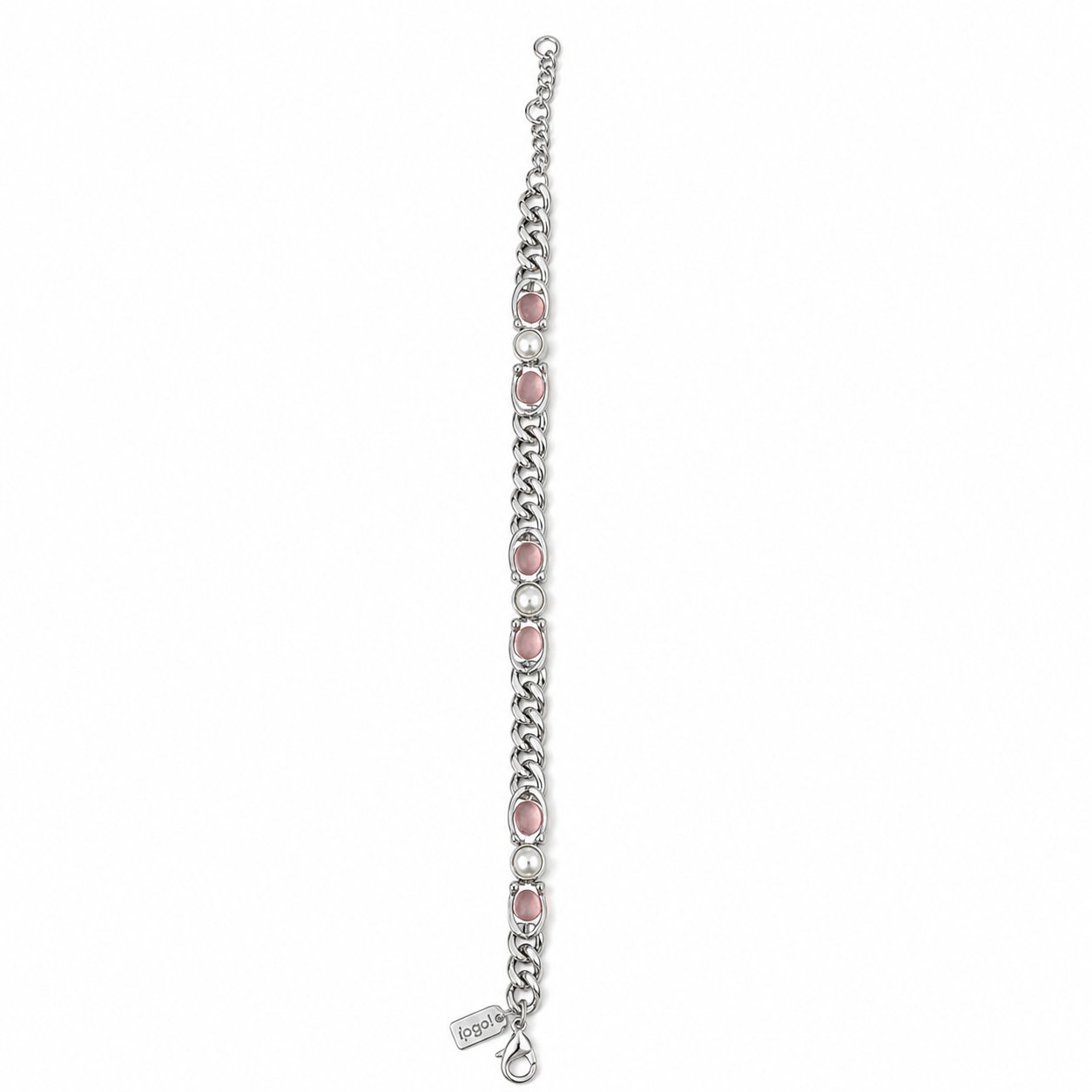 Coach Silver-Tone Pearl Link Chain Bracelet 7.5” + Extender