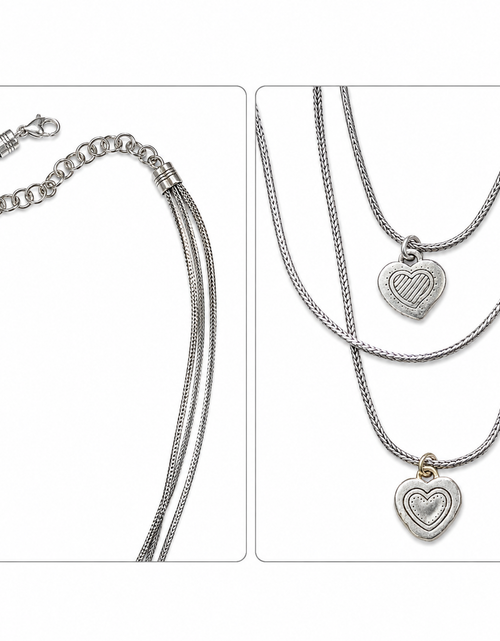 Load image into Gallery viewer, Brighton Two Tone Double Heart Triple Layered Necklace Adjustable 17.5"
