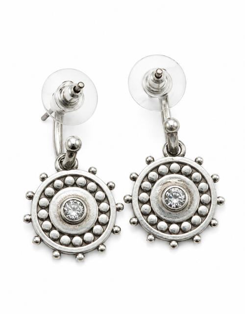 Load image into Gallery viewer, Pre-Owned Brighton Reversible Crystal Medallion Dangle Earrings
