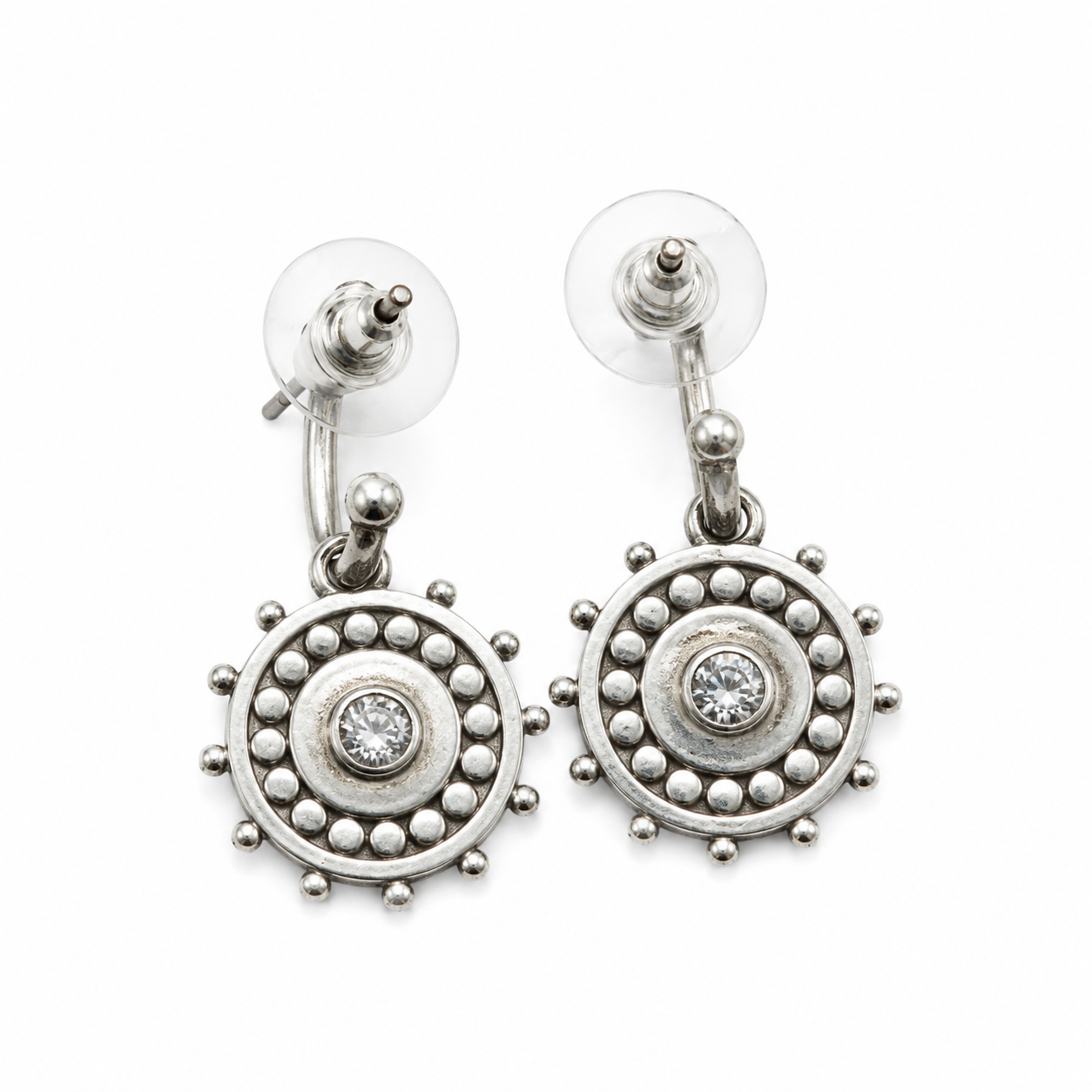 Pre-Owned Brighton Reversible Crystal Medallion Dangle Earrings