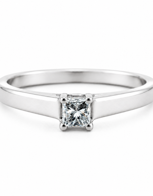 Load image into Gallery viewer, Princess Cut Solitaire Ring in White Gold | Minimalist Diamond Style Ring
