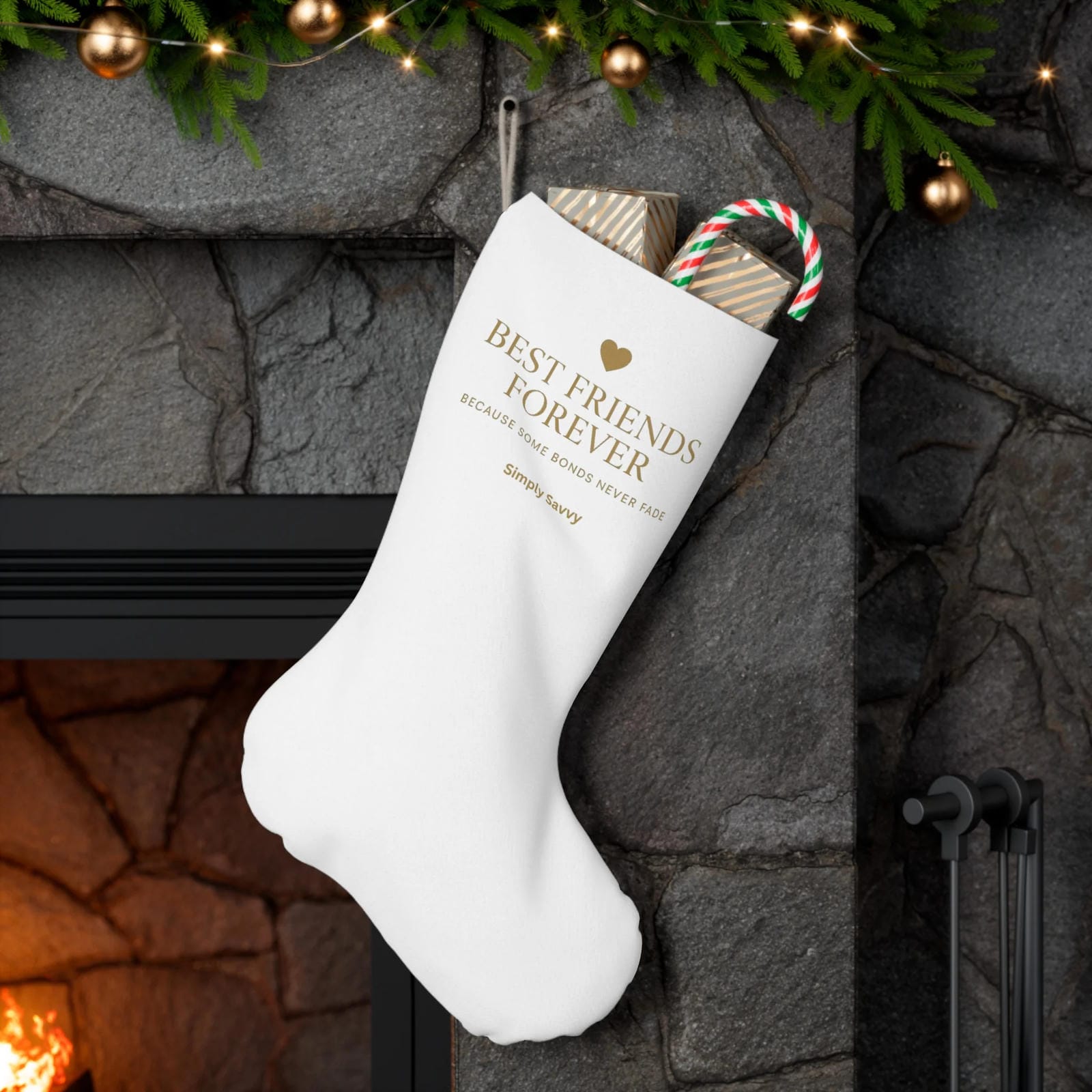 Best Friends Forever Santa-style personalized Christmas stocking

Santa-themed holiday stocking for best friends