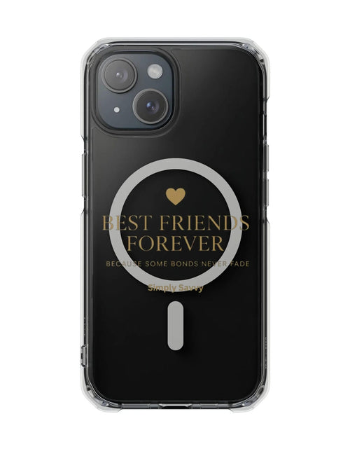 Load image into Gallery viewer, Clear magnetic phone case with Best Friends Forever gold text for stylish protection

Transparent BFF phone case with gold lettering and magnetic closure

Clear magnetic phone cover with Best Friends Forever inscription in gold
