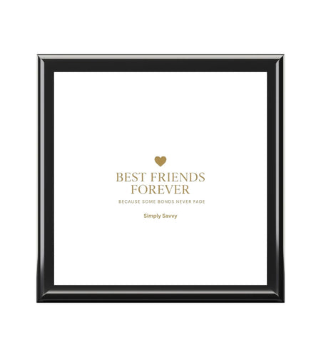 Best Friends Forever jewelry keepsake box with gold typography for gifting
Gold-lettered jewelry box for best friends, perfect keepsake gift
BFF jewelry box with gold typography, ideal for friendship gifts