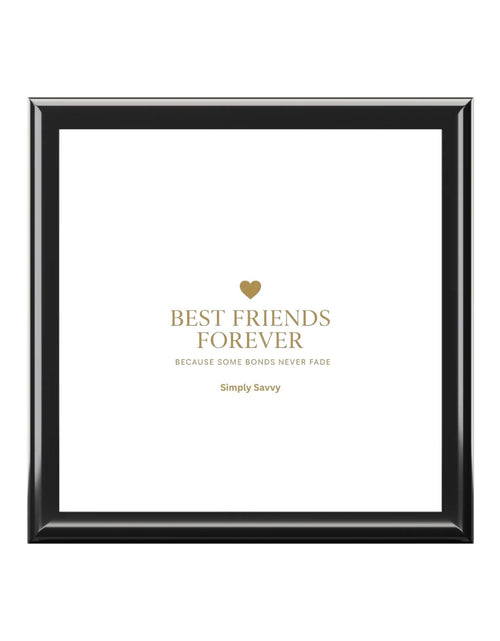 Load image into Gallery viewer, Best Friends Forever jewelry keepsake box with gold typography for gifting
Gold-lettered jewelry box for best friends, perfect keepsake gift
BFF jewelry box with gold typography, ideal for friendship gifts
