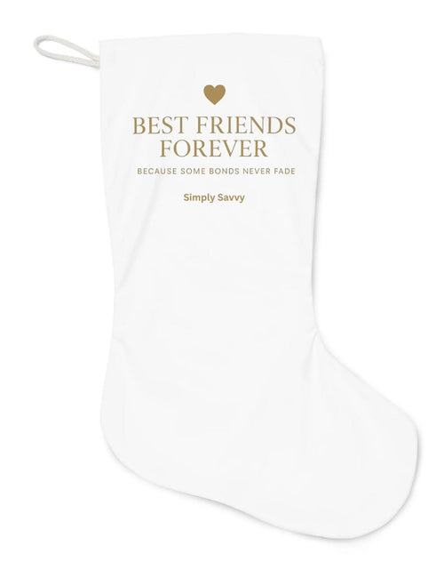 Load image into Gallery viewer, Best Friends Forever Santa-style personalized Christmas stocking

Santa-themed holiday stocking for best friends
